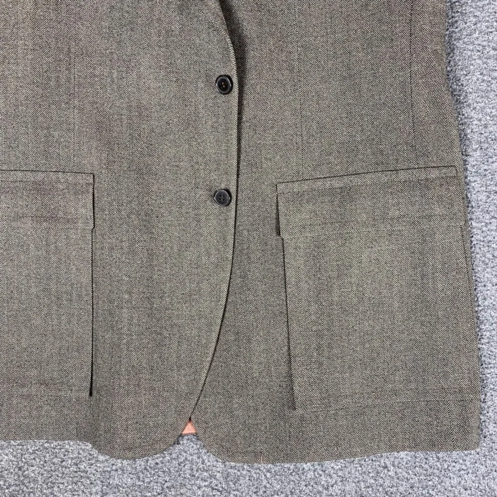 Shipley Mens Blazer 44L Brown Gray Herringbone Vintage‎ 100% Wool Sport Coat